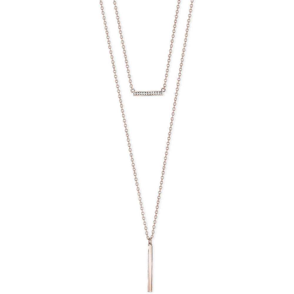 collana 2Jewels Minimal chic, in acciaio rosato e cristalli, a due fili