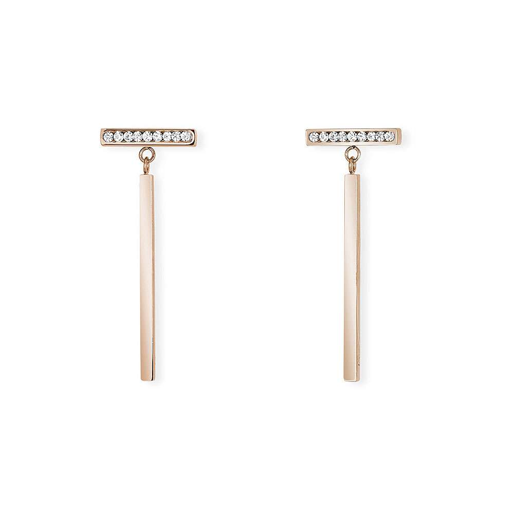 orecchini 2Jewels Minimal Chic pendenti, in acciaio rosato e cristalli