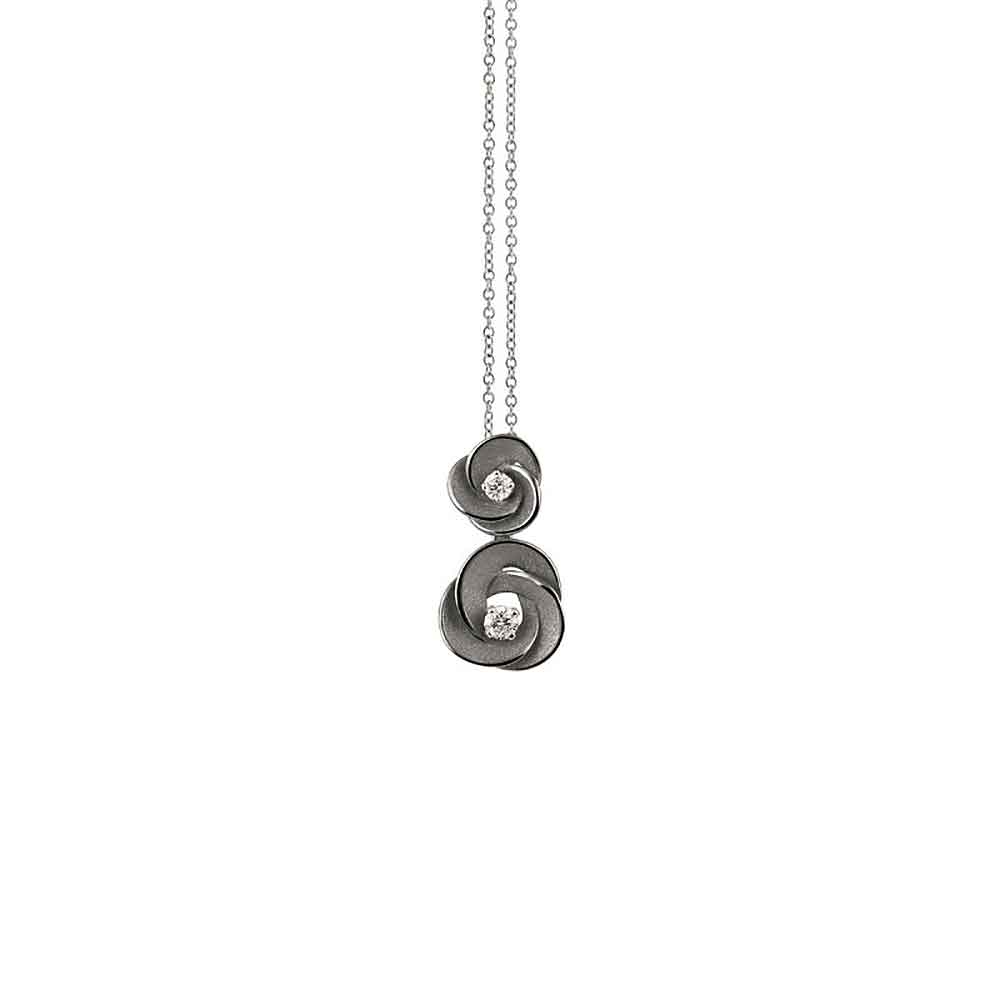 collana Desert Rose doppia Annamaria Cammilli GPE3476E, in oro nero lava e diamanti