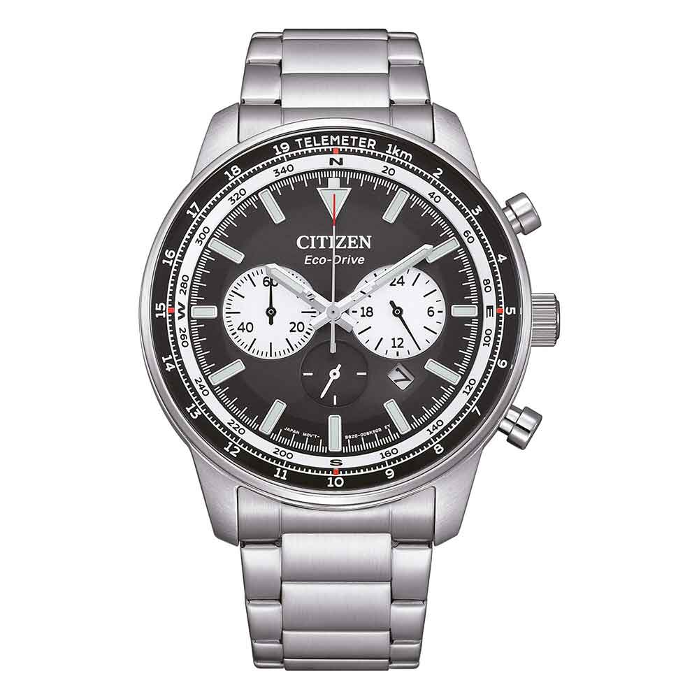 orologio Citizen Aviator Crono CA4500-91E, cronografo eco drive, subacqueo, quadrante nero
