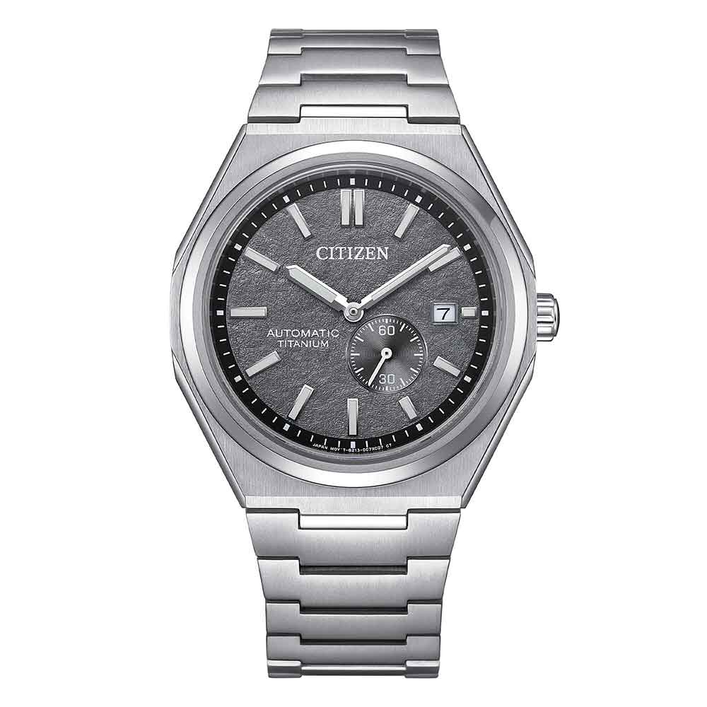orologio Citizen Super Titanium meccanico NJ0180-80H, in super titanio, vetro zaffiro, quadrante grigio antracite, automatico, subacqueo 100m