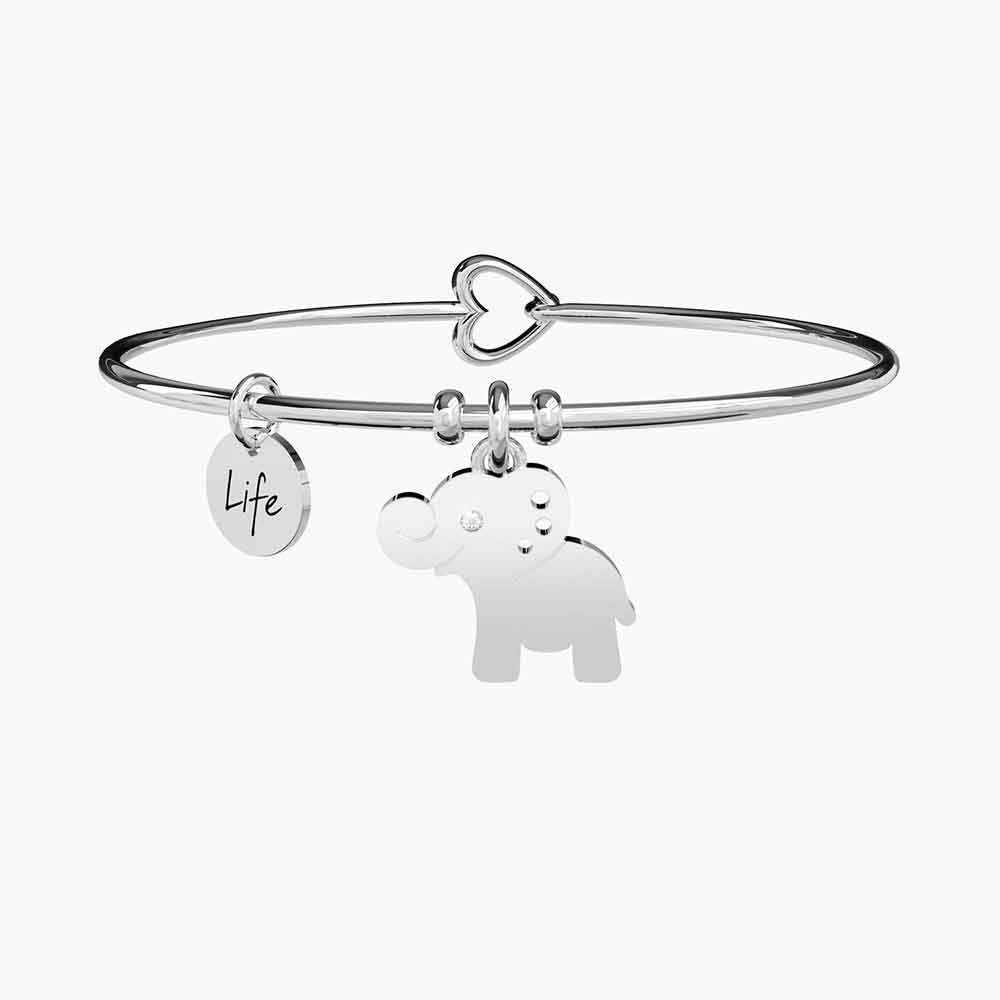 bracciale Kidult Elefante 231560, modello rigido con ciondolo, misura unica