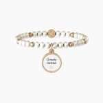 bracciale Kidult Grazie Nonna 732099, modello elastico con perle coltivate e acciaio rosato