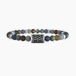 bracciale Kidult My Family 732188, modello elastico da uomo in acciaio e agata naturale multicolor