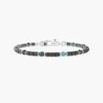Kidult bracciale dell'amicizia 732301, modello in acciaio e pietre naturali da uomo, regolabile