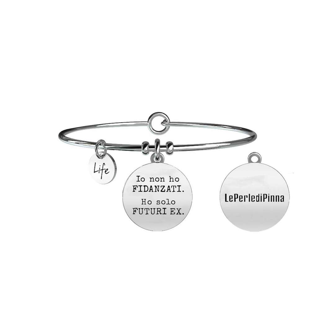 bracciale kidult io non ho fidanzati 731008, le perle di pinna, acciaio misura unica