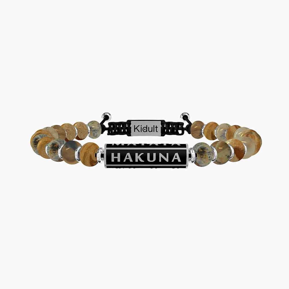 bracciale Kidult Hakuna Matata 731783, Kidult uomo, modello in acciaio e diaspro regolabile in misura