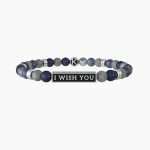 bracciale Kidult I wish you lots of luck 732119, modello elastico da uomo in acciaio e agata multicolor