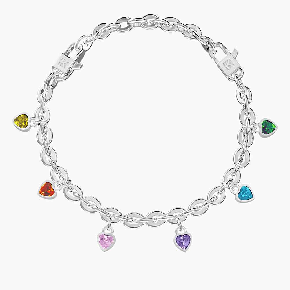 kidult bracciale della felicità 732276, modello a catena regolabile in misura, in acciaio e zirconi multicolor