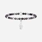 bracciale Kidult Chiave di violino 732227, modello elastico da donna in acciaio e agata striata viola