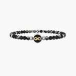 bracciale Kidult uomo Infinito oltre i limiti 732242, modello elastico da uomo in acciaio e agata striata nera