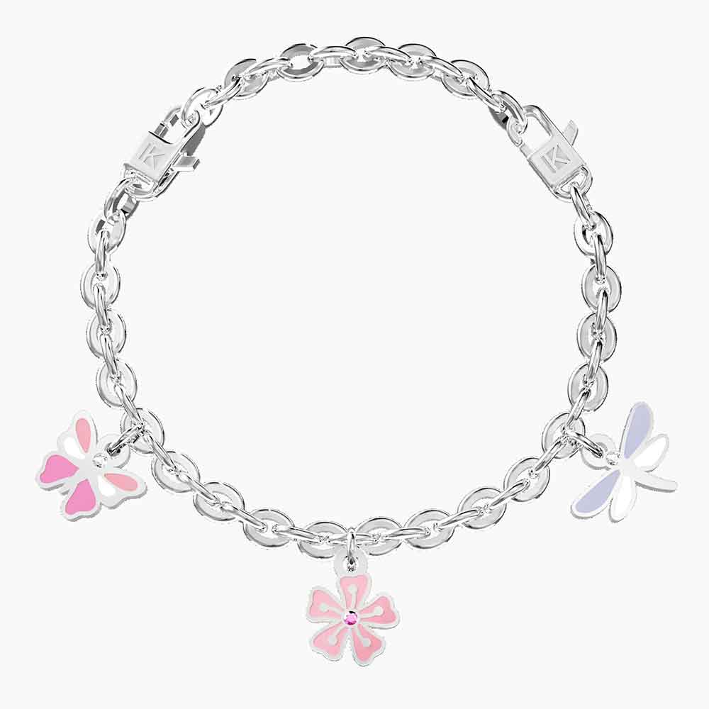 bracciale Kidult Primavera 732285, modello a catena regolabile in misura, in acciaio e smalti colorati