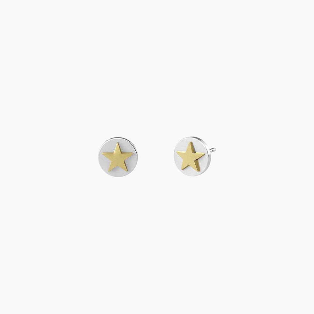 orecchini Kidult Stelle Cuori e Stelle 761007, modello a lobo con stelle dorate