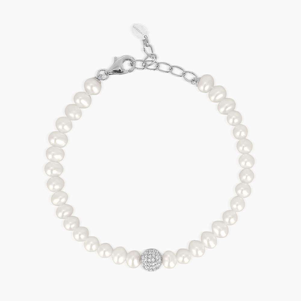 bracciale Mabina perle con inserto centrale in argento e zirconi 533297