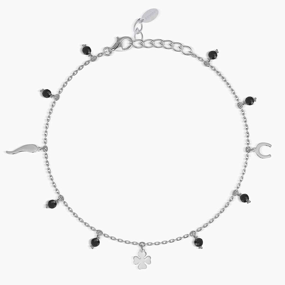 cavigliera Mabina 533370 portafortuna argento e onice