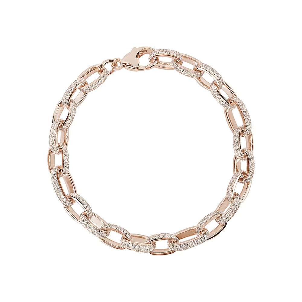 bracciale Mabina maglie ovali 533445 in argento rosato e zirconi