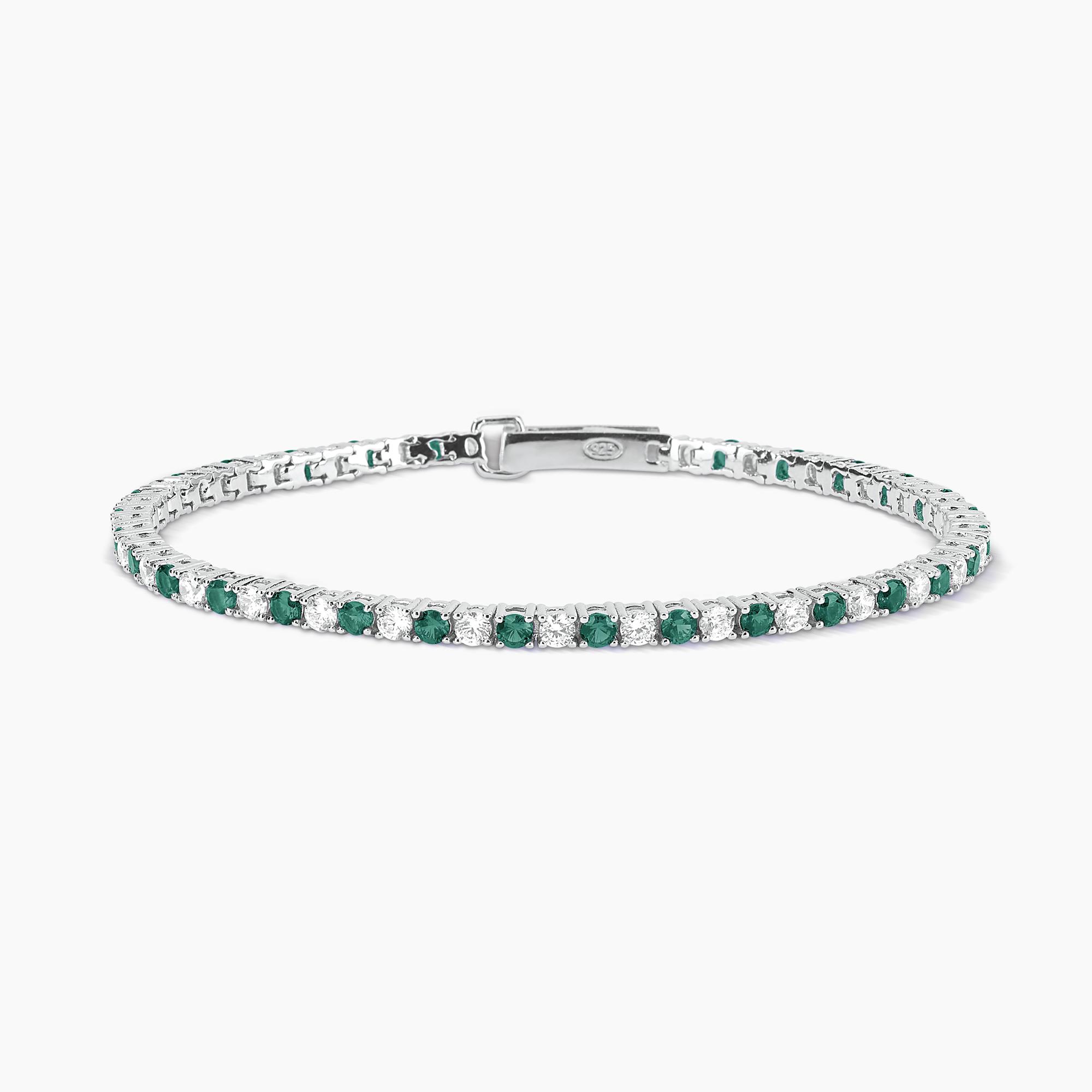 bracciale Mabina tennis pietre verdi 533458, in argento e zirconi alternati bianchi e verdi