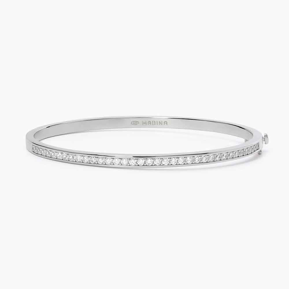 bracciale Mabina tennis rigido 533642, in argento e zirconi, disponibile in due misure
