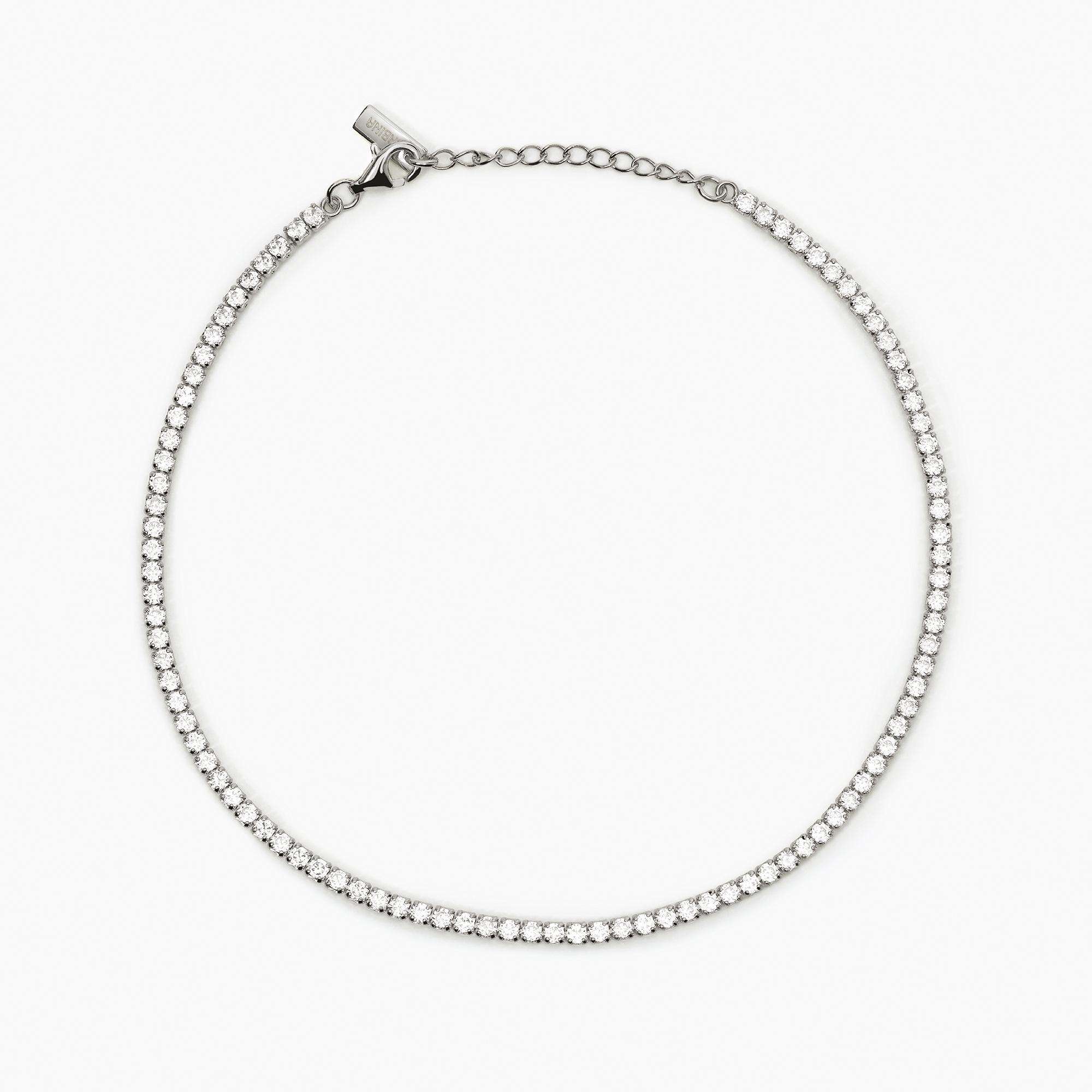 cavigliera Mabina Tennis 537355, in argento e zirconi, regolabile