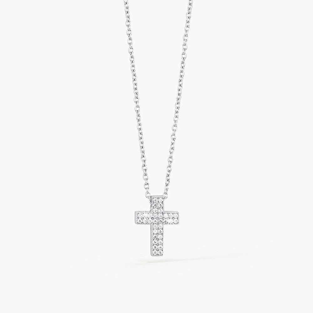 collana Mabina croce in argento e pavé di zirconi 553015