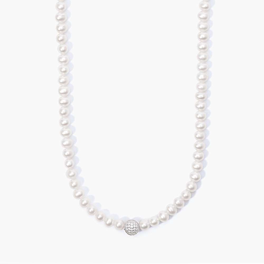 collana di perle coltivate Mabina con inserto centrale in argento e pavé di zirconi 553521