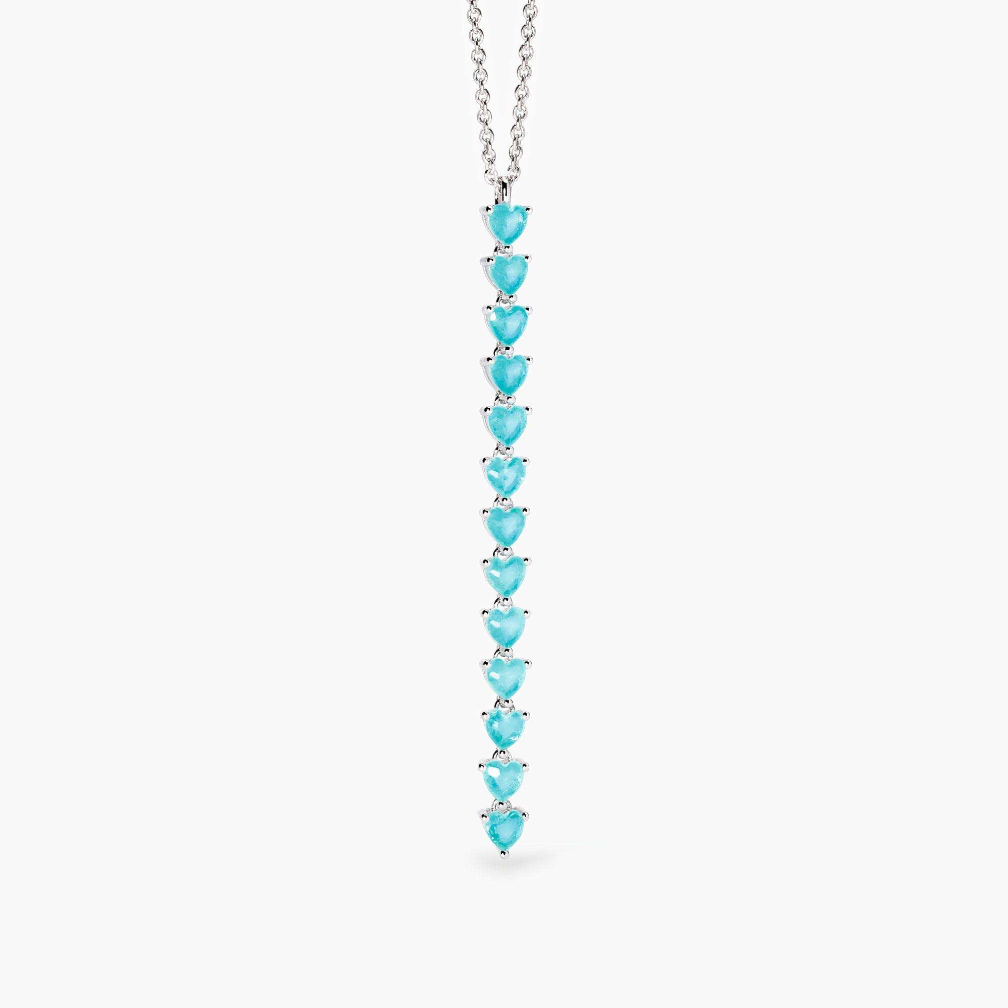 collana Mabina cuori Tiffany 553738, argento e glass verde acqua