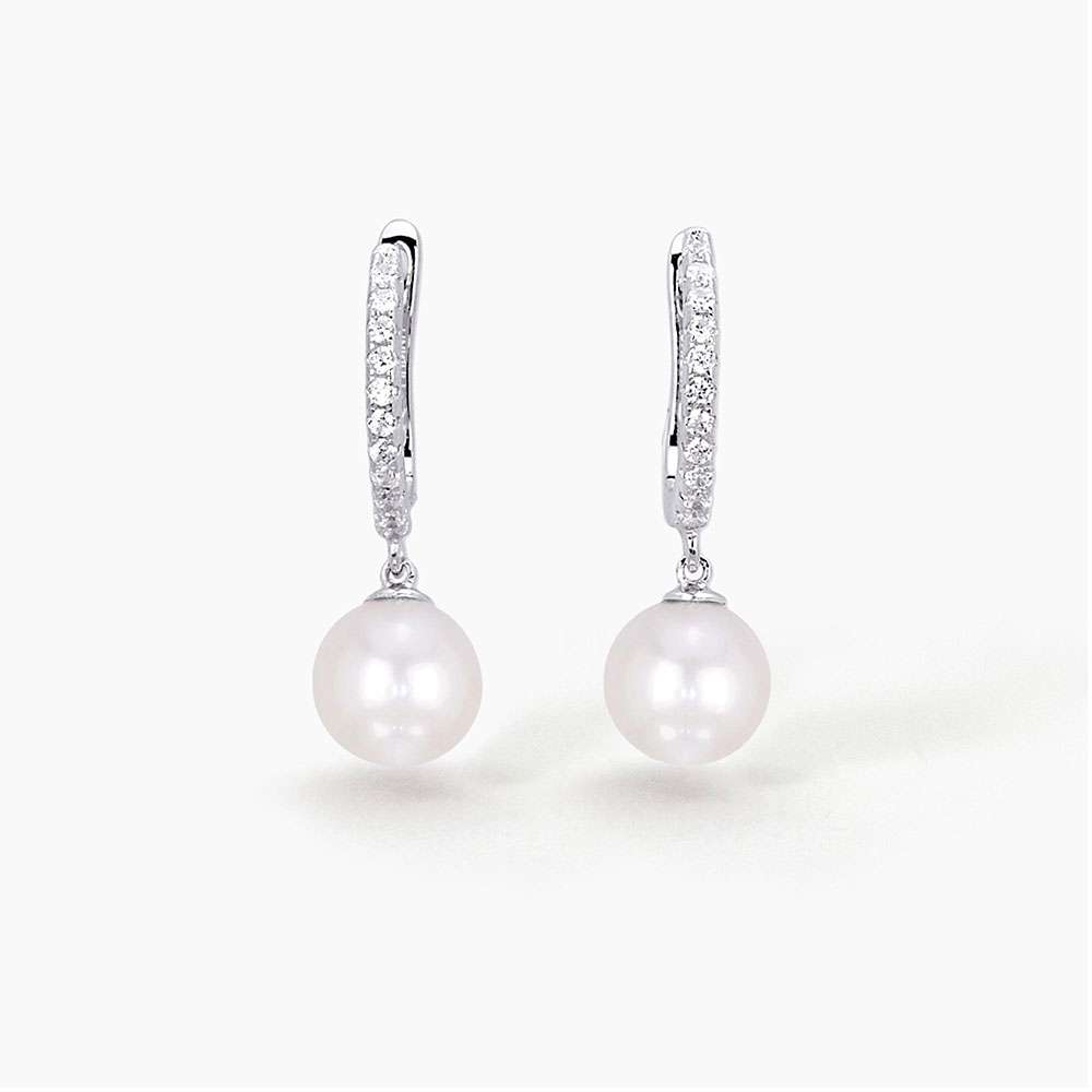 orecchini Mabina Perla, cerchietti con zirconi e perla coltivata 563037
