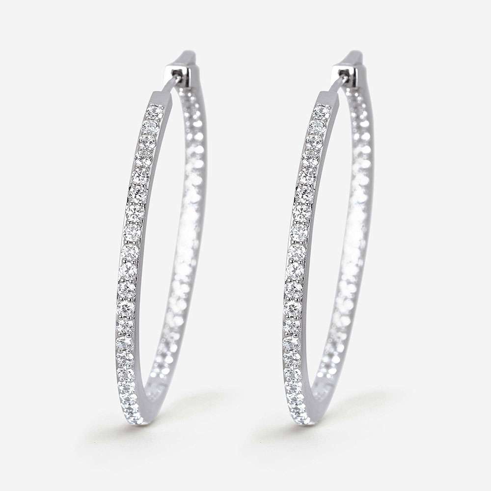 orecchini Mabina cerchio grande in argento e fila di zirconi interna ed esterna 563139