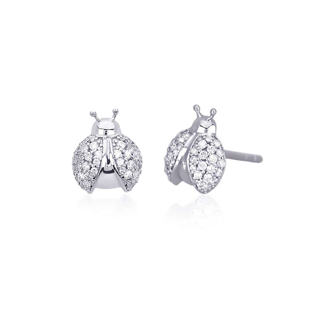 orecchini Mabina coccinella in argento e pavé di zirconi 563182