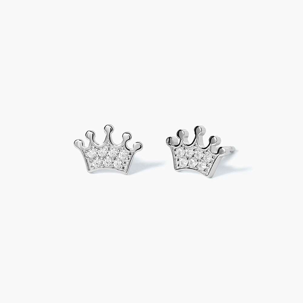 orecchini Mabina corona, in argento e zirconi 563236