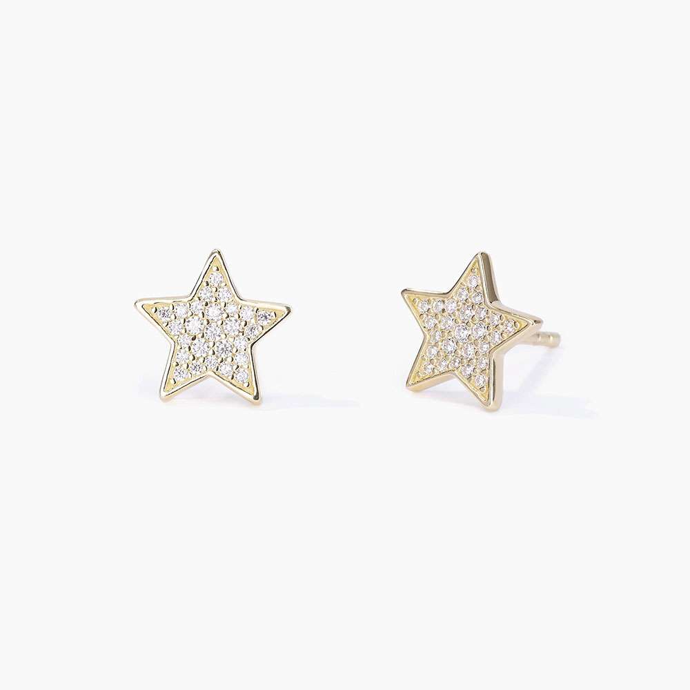 orecchini Mabina stellina dorata, in argento dorato e pavé di zirconi 563391