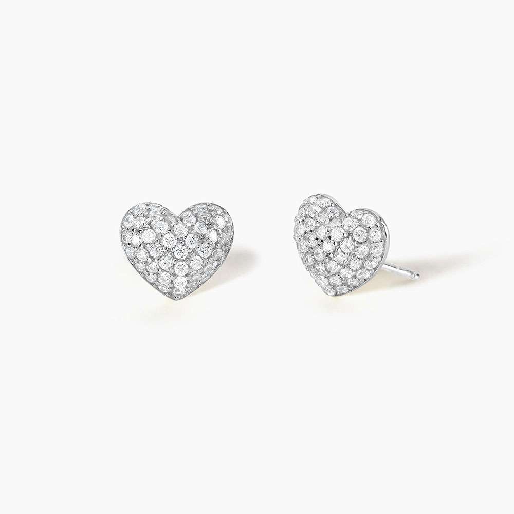 orecchini Mabina cuore bombato, in argento e pavé di zirconi 563441