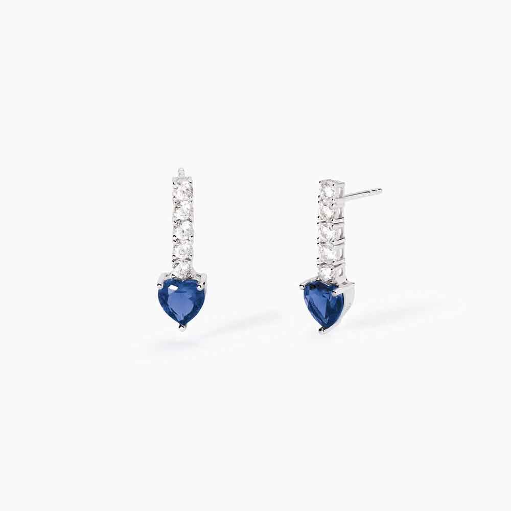 orecchini Mabina tennis cuore blu 563802, in argento e zirconi, pendenti