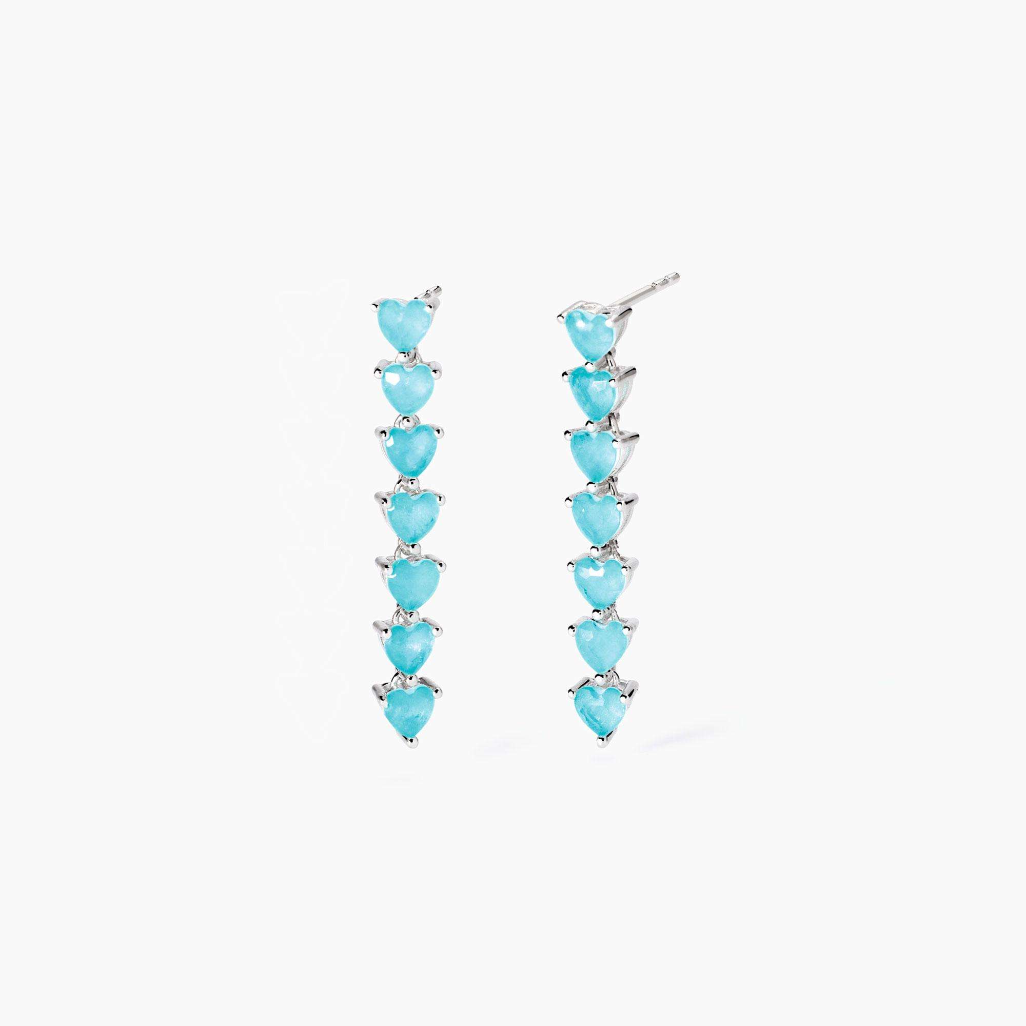 orecchini Mabina cuori Tiffany 563817, argento e glass verde acqua
