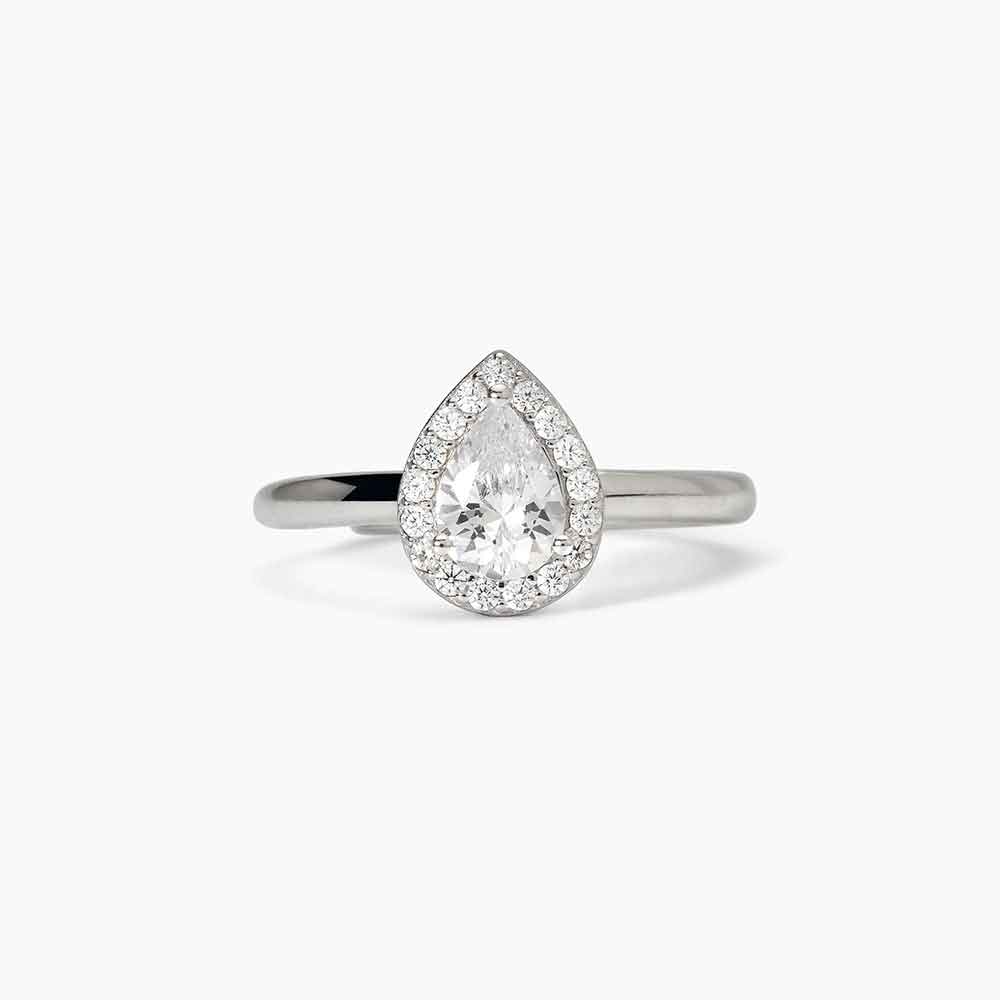 anello Mabina goccia bianca 523371, argento, zircone a goccia e contorno
