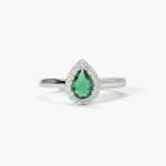 anello Mabina goccia verde 523372, argento, smeraldo sintetico a goccia e contorno
