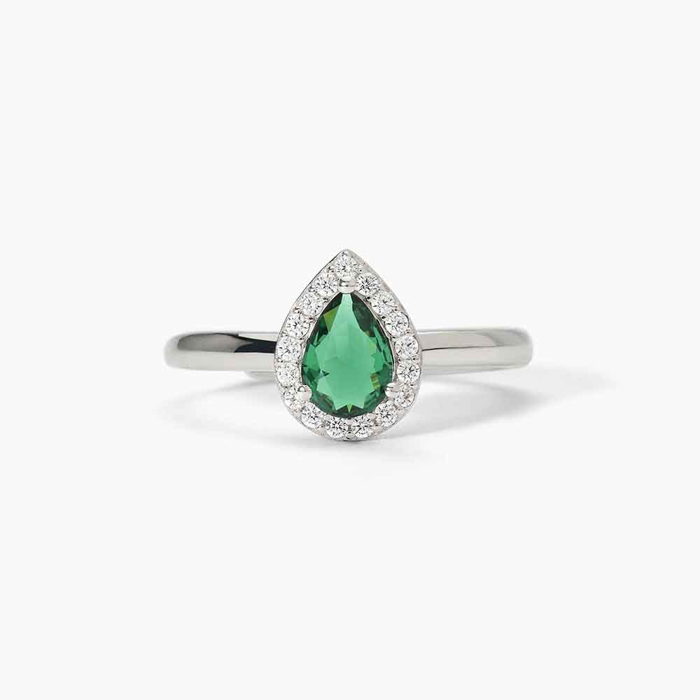 anello Mabina goccia verde 523372, argento, smeraldo sintetico a goccia e contorno