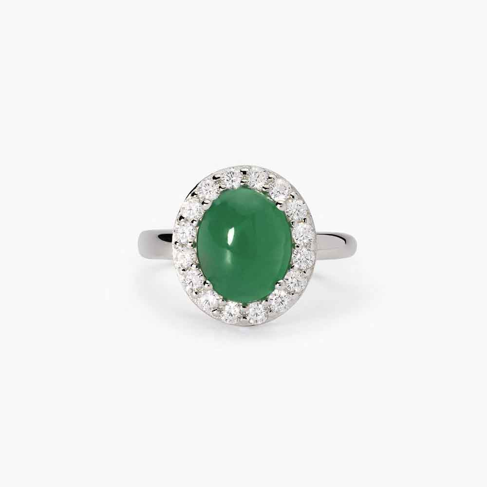 anello Mabina agata verde 523415, argento, agata verde e contorno