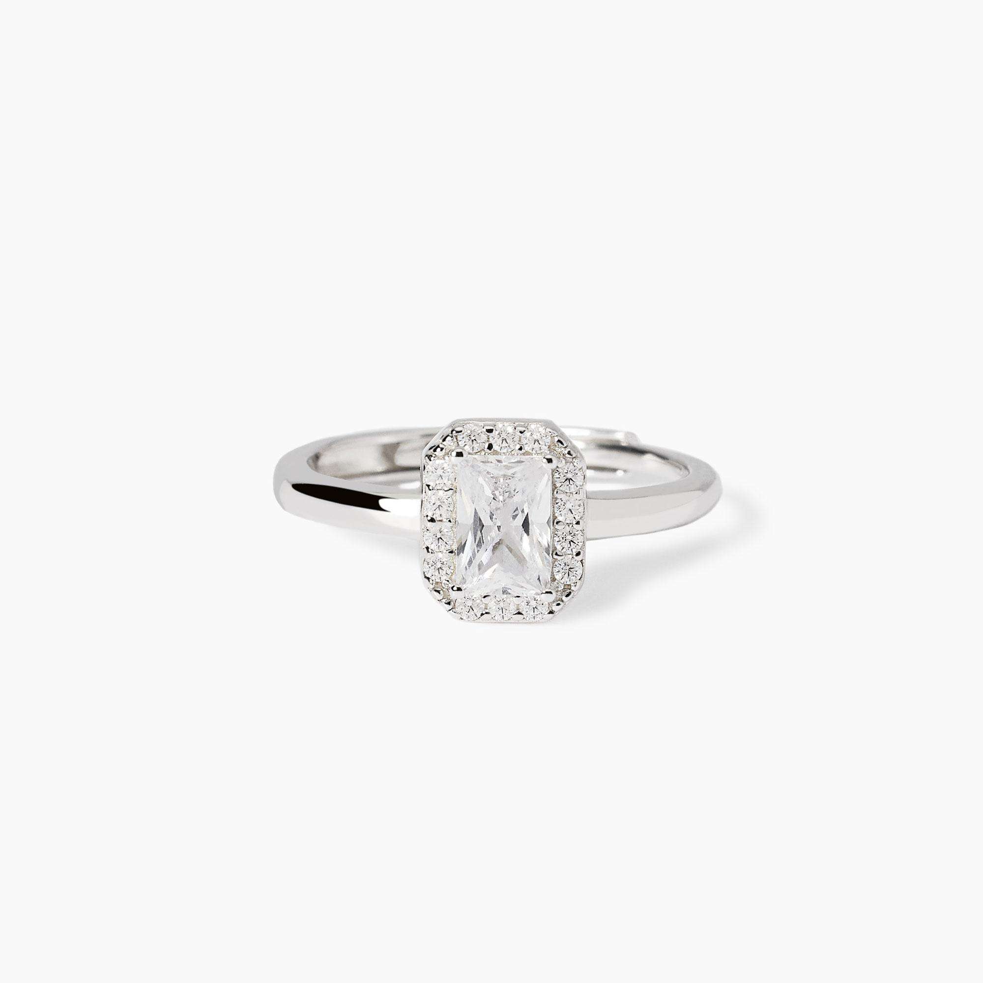 anello Mabina ottagonale 523443, argento, zircone taglio smeraldo e contorno