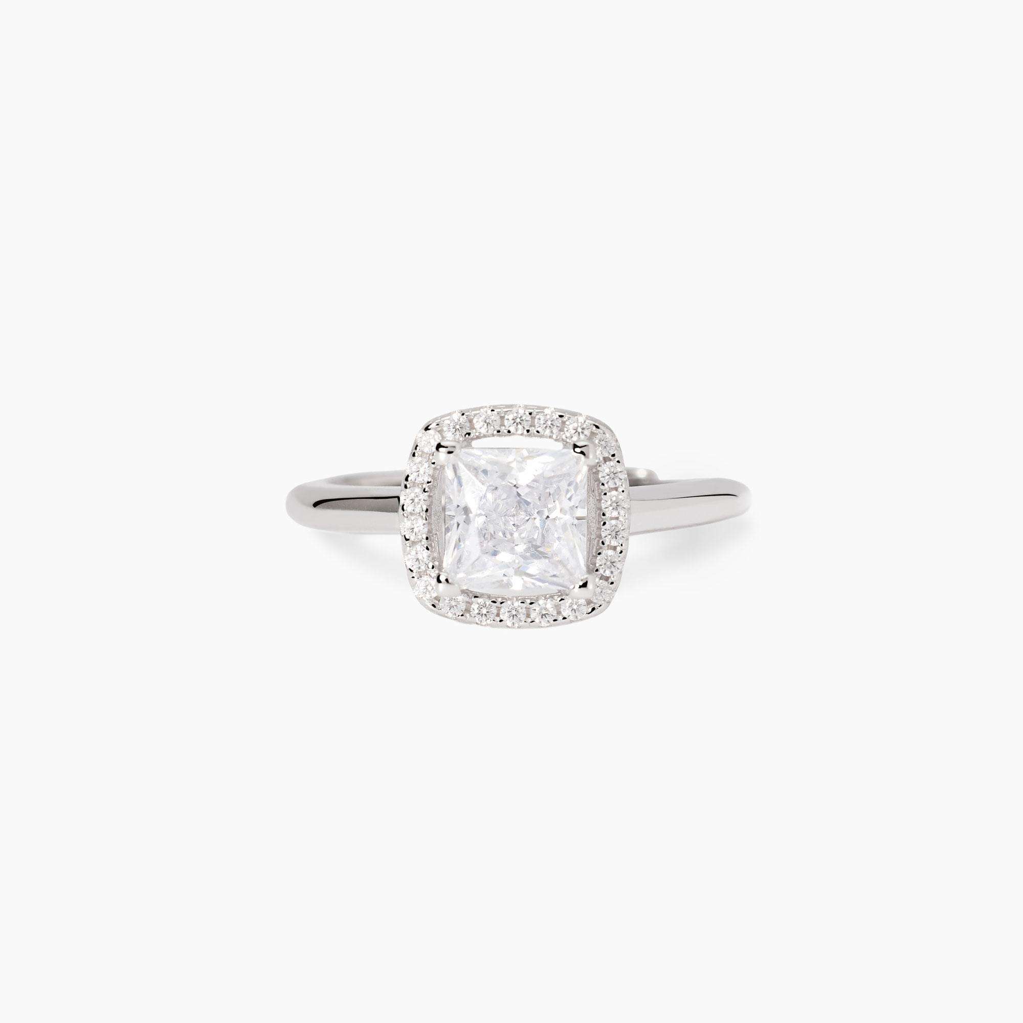anello Mabina 523449, argento, zircone quadrato e contorno