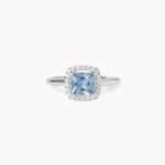 anello Mabina 523450, argento, acquamarina sintetica quadrata e contorno zirconi