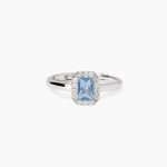 anello Mabina ottagonale azzurro 523452, argento, acquamarina sintetica taglio smeraldo e contorno
