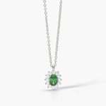 collana Mabina Kate verde 553645, girocollo in argento, smeraldo sintetico ovale e contorno di zirconcini