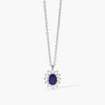 collana Mabina Kate blu 553646, girocollo in argento, zaffiro sintetico ovale e contorno di zirconcini