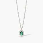 collana Mabina goccia verde 553663, girocollo in argento, smeraldo sintetico a goccia e contorno