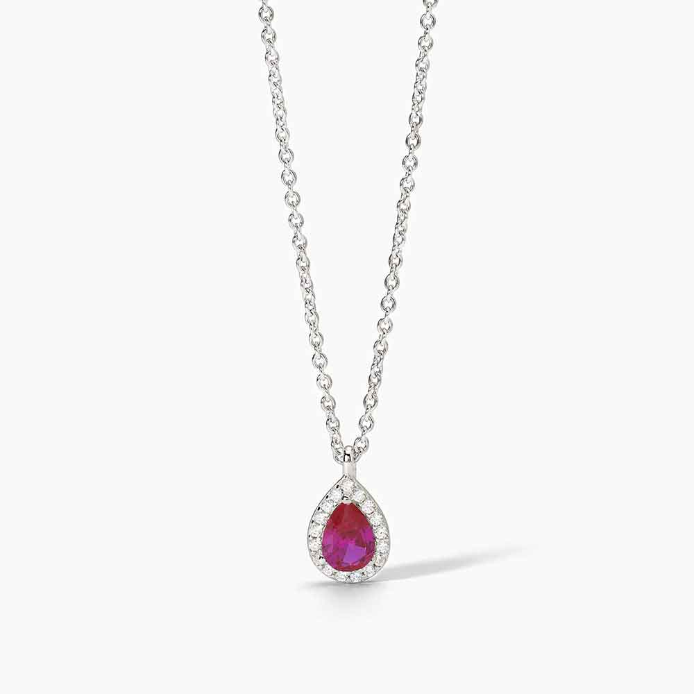collana Mabina goccia rossa 553664, girocollo in argento, rubino sintetico a goccia e contorno