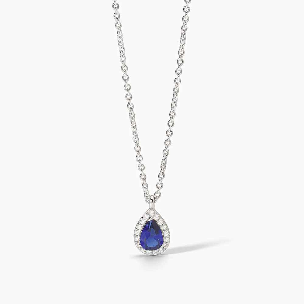 collana Mabina goccia blu 553665, girocollo in argento, zaffiro sintetico a goccia e contorno