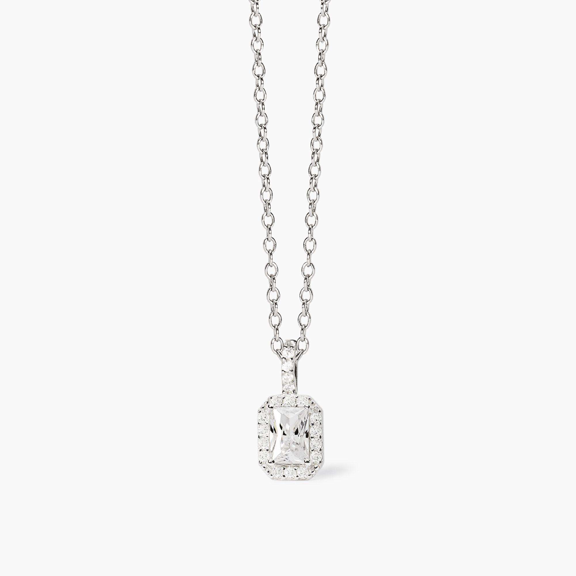 collana Mabina ottagonale 553763, girocollo in argento, con zircone taglio smeraldo e contorno