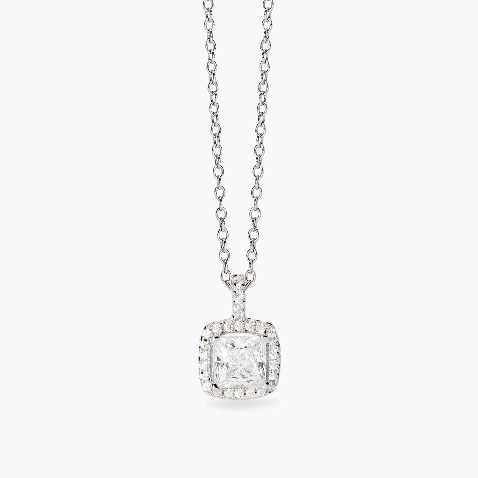 collana Mabina 553785, girocollo in argento, con zircone quadrato e contorno