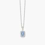 collana Mabina ottagonale azzurra 553788, girocollo in argento, con acquamarina sintetica taglio smeraldo e contorno